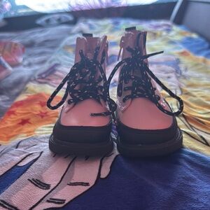 Pink and black Combat boots for kids